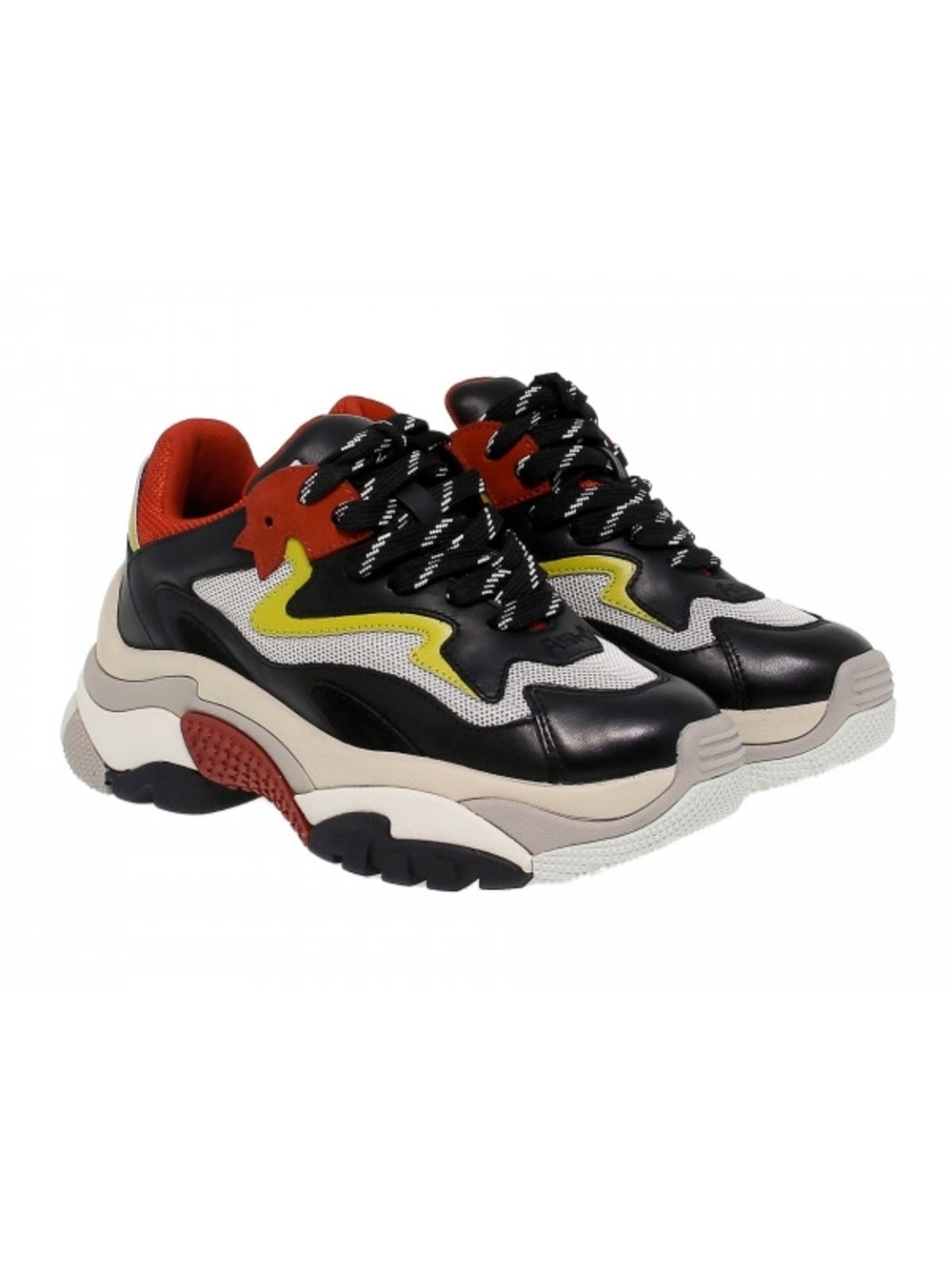 Ash ADDICT Sneackers Chunky Platform Sneakers in Black, White, Yellow & Red